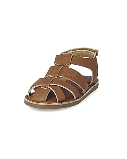 360 degree animation of product Mini boys brown strappy sandals frame-2