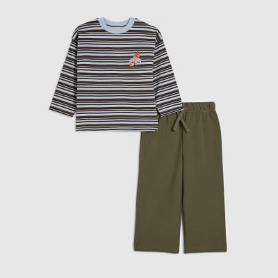 Mini Boys Brown Stripe Wings T-Shirt Set