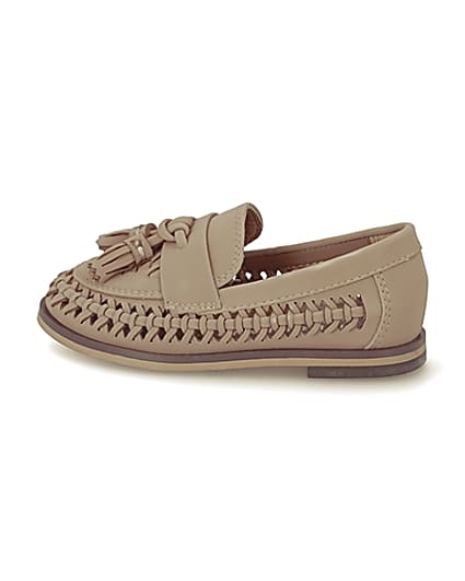 360 degree animation of product Mini boys brown woven tassel loafers frame-4