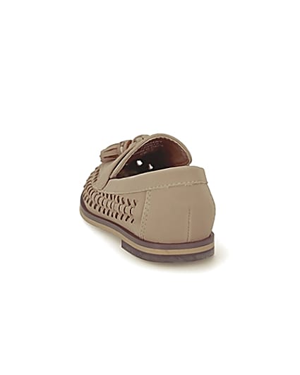 360 degree animation of product Mini boys brown woven tassel loafers frame-8