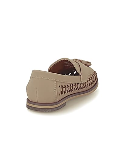 360 degree animation of product Mini boys brown woven tassel loafers frame-11