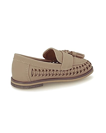 360 degree animation of product Mini boys brown woven tassel loafers frame-13