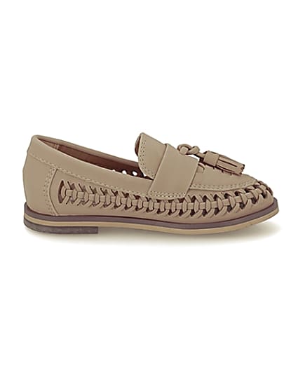 360 degree animation of product Mini boys brown woven tassel loafers frame-15
