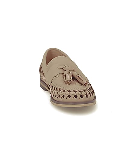 360 degree animation of product Mini boys brown woven tassel loafers frame-20
