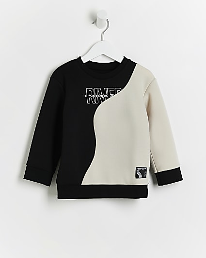 Mini Boys Cream Colour block River Sweatshirt