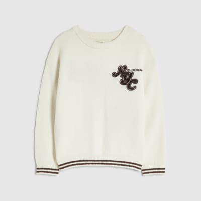 Mini Boys Cream New York Boucle Jumper