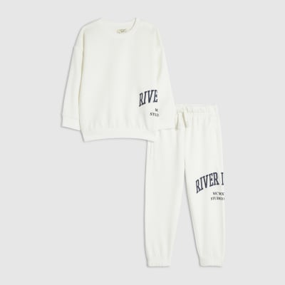 Mini Boys Cream RI Sweatshirt And Joggers Set