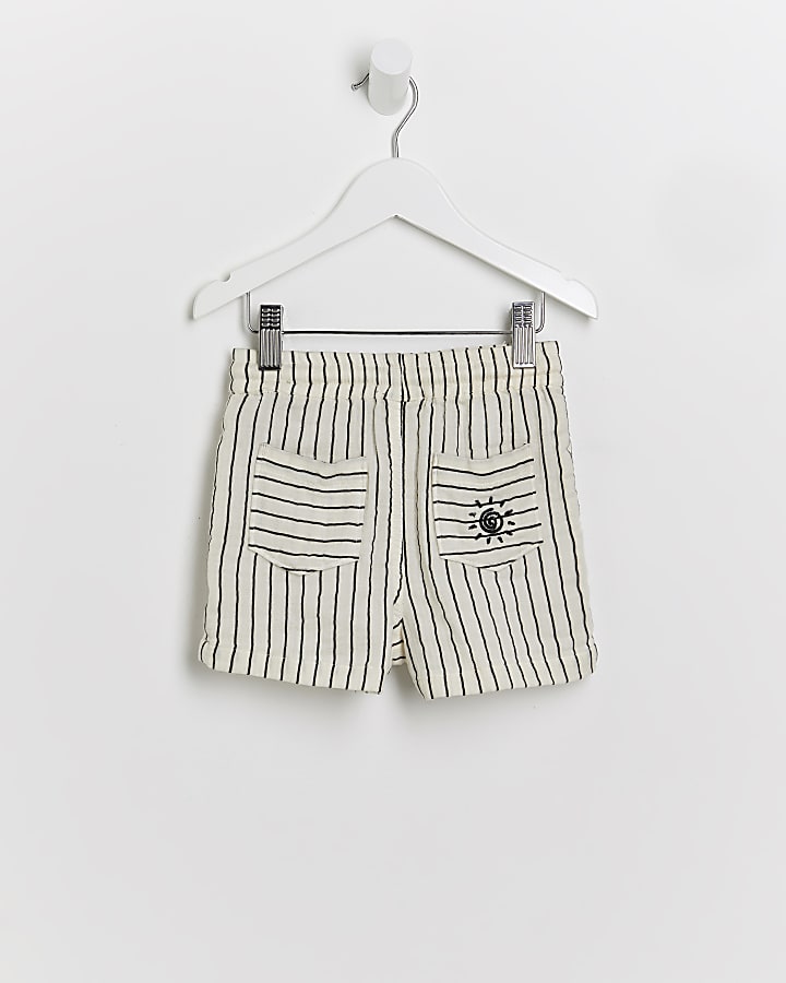 Mini boys ecru stripe shorts