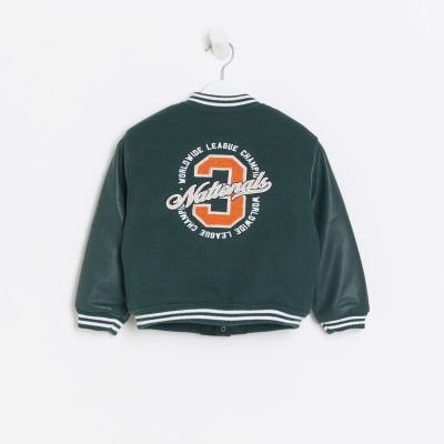 Men's Letterman Barrel Off White Varsity Jacket Green - Jackets Expert