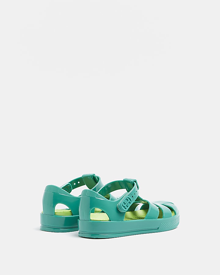 Mini boys green caged jelly shoes