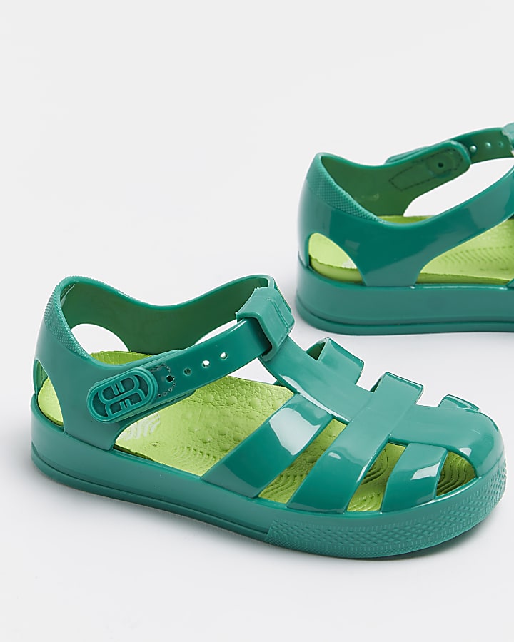 Mini boys green caged jelly shoes