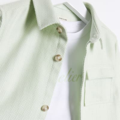 Mini boys green overshirt set