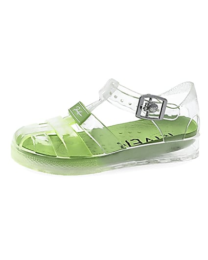 360 degree animation of product Mini boys green Prolific jelly sandals frame-0