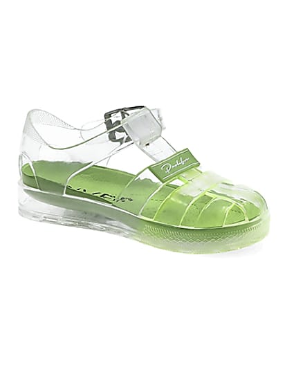 360 degree animation of product Mini boys green Prolific jelly sandals frame-15