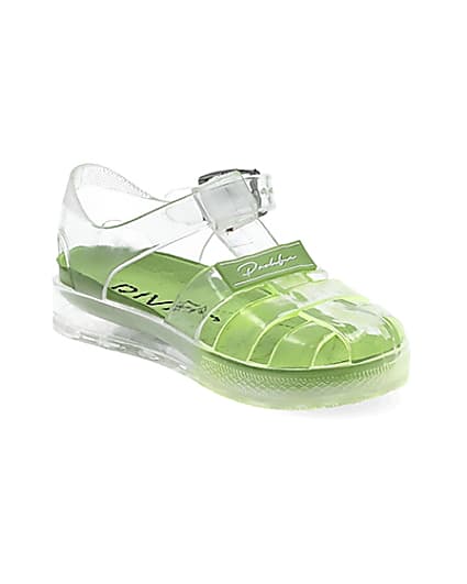 360 degree animation of product Mini boys green Prolific jelly sandals frame-16