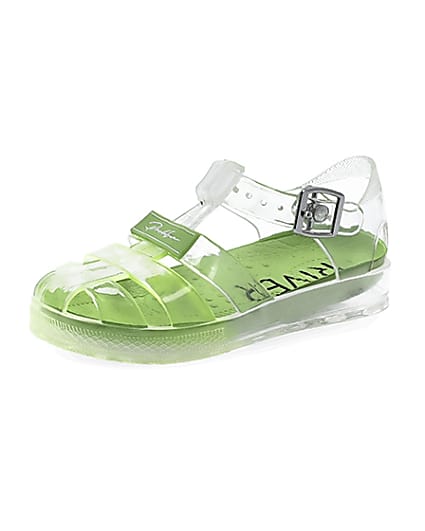 360 degree animation of product Mini boys green Prolific jelly sandals frame-23