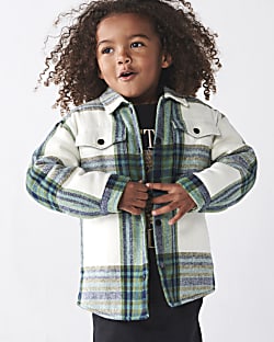 Mini Boys Green Quilted Check Shacket