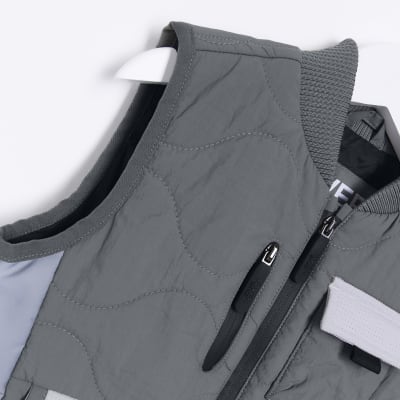 Mini boys green quilted contrast gilet