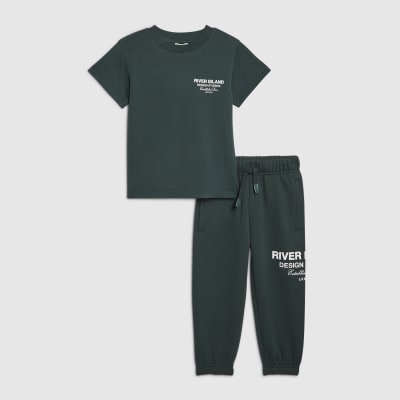 Mini Boys Green RI Branded T-Shirt Jogger Set