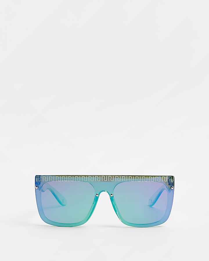 Mini boys green RI etched visor sunglasses