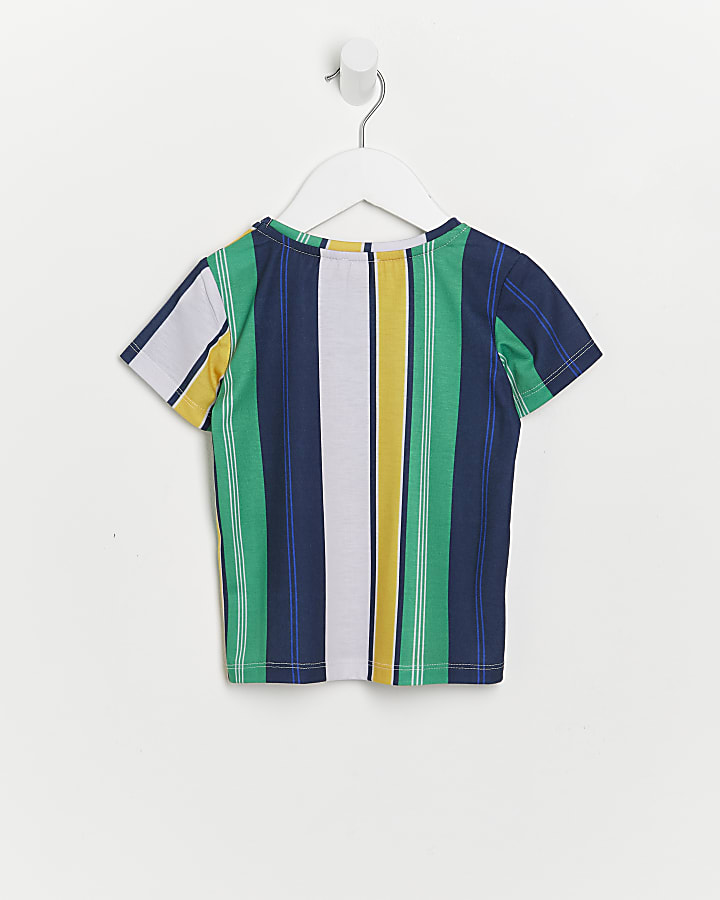 Mini boys green River stripe t-shirt
