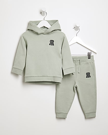 Mini boys green RR hoodie and jogger set