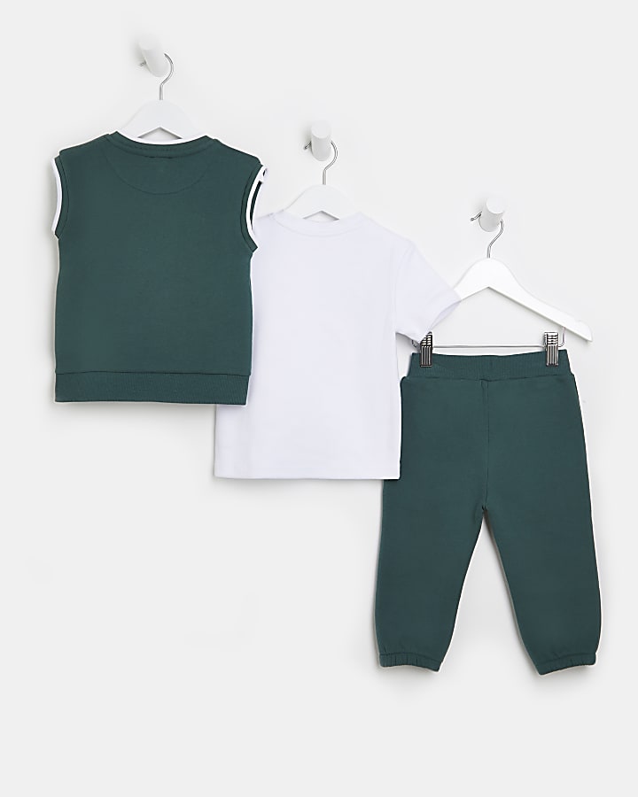 Mini boys green RV vest 3 piece outfit