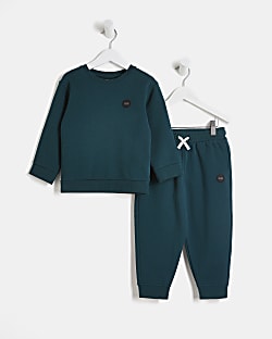 Mini Boys Green Sweatshirt and Jogger Set