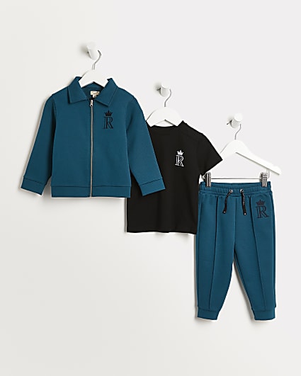 Mini boys green sweatshirt and joggers outfit
