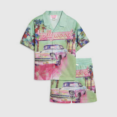 Mini Boys Green Year Zero Mesh Shirt Set