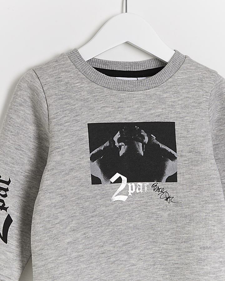 Mini boys grey 2Pac print sweatshirt