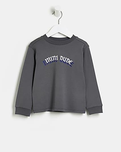Mini Boys Grey acid wash 'Mini Dude' T-shirt