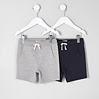 Mini boys grey and navy shorts multipack