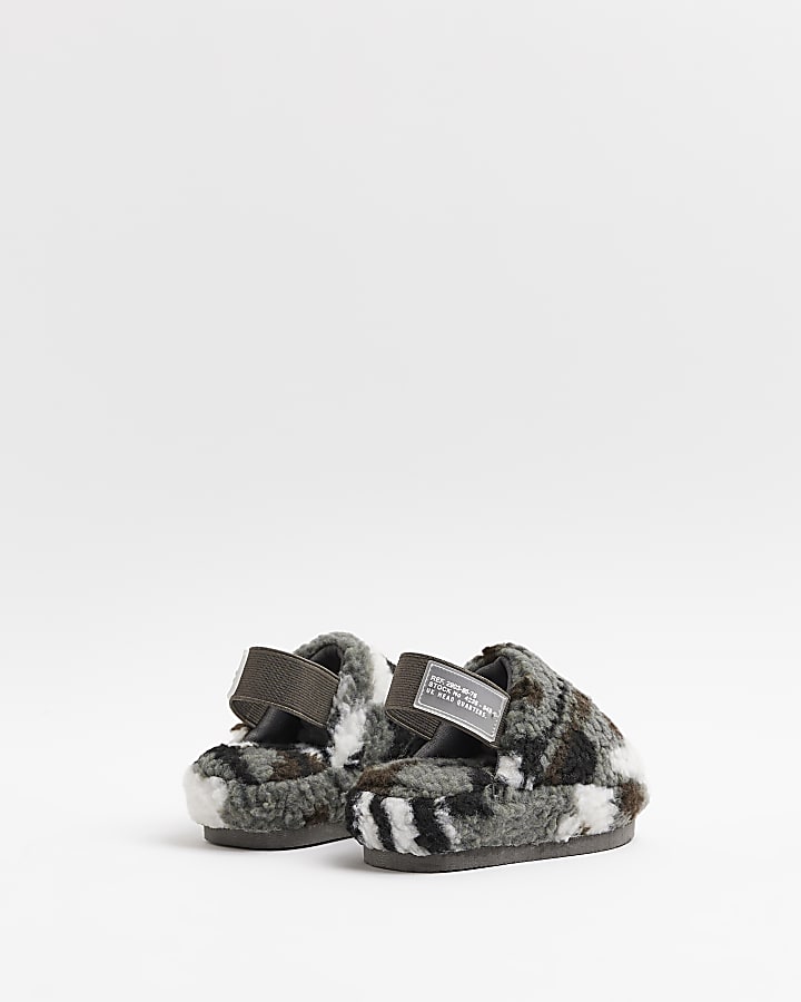 Mini Boys Grey Borg Camo Mule Slippers