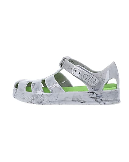 360 degree animation of product Mini boys grey caged jelly shoes frame-4