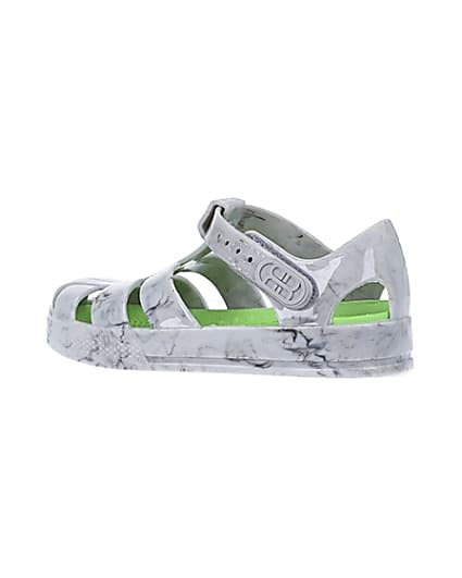 360 degree animation of product Mini boys grey caged jelly shoes frame-5