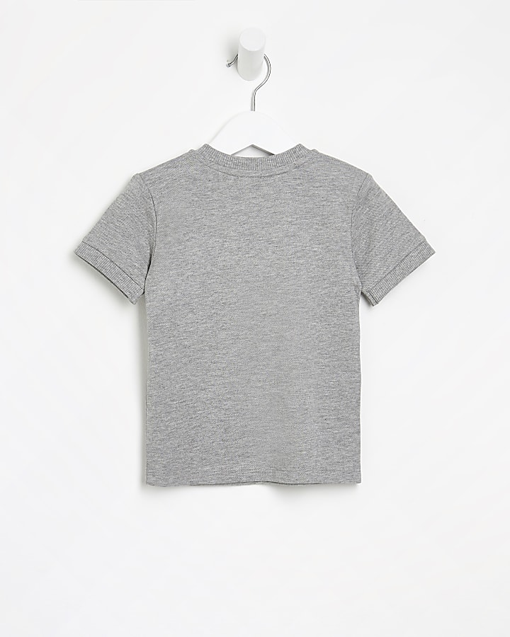 Mini boys grey camo print R badge t-shirt