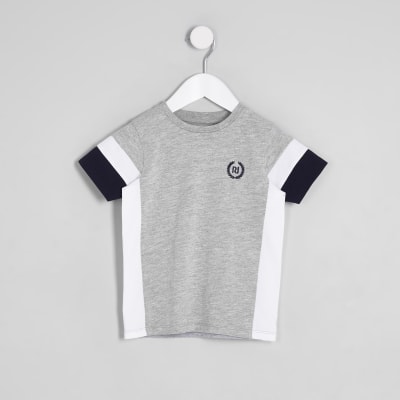 Mini boys grey colour block RI T-shirt