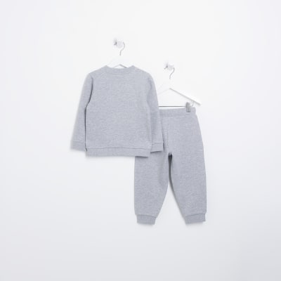 Mini boys grey graphic sweatshirt set
