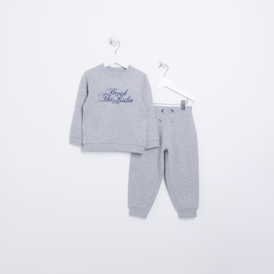 Mini boys grey graphic sweatshirt set