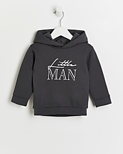 Mini boys grey 'Little Man' hoodie