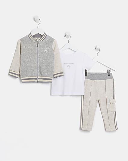 Mini boys grey Maison Rivera 3 piece outfit