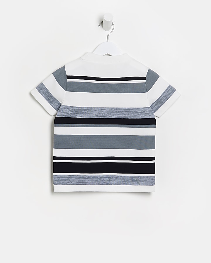 Mini boys grey Maison Riviera stripe t-shirt