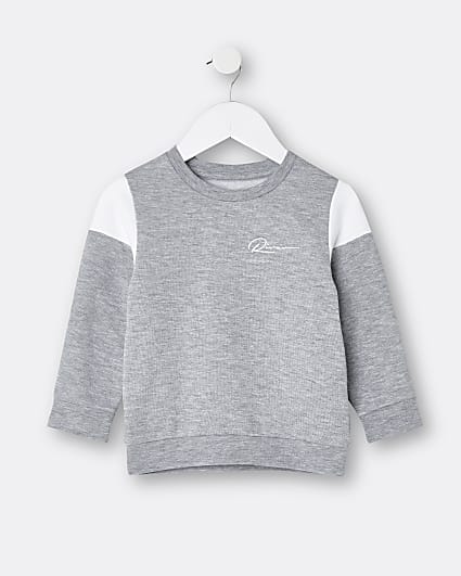 Mini Boys Grey Marl Colour Block Sweatshirt