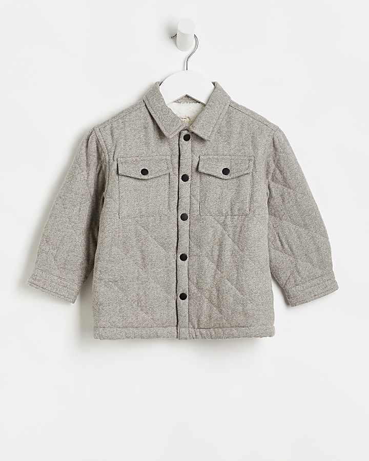 Mini boys grey quilted shacket