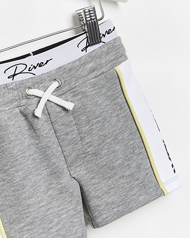 Mini boys grey RI branded double layer shorts