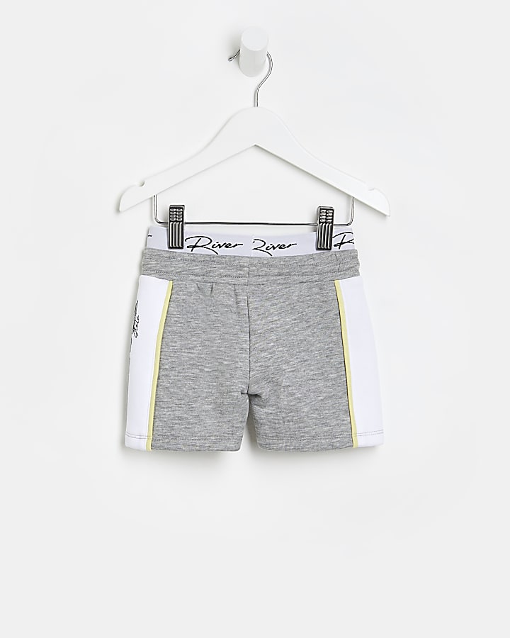Mini boys grey RI branded double layer shorts