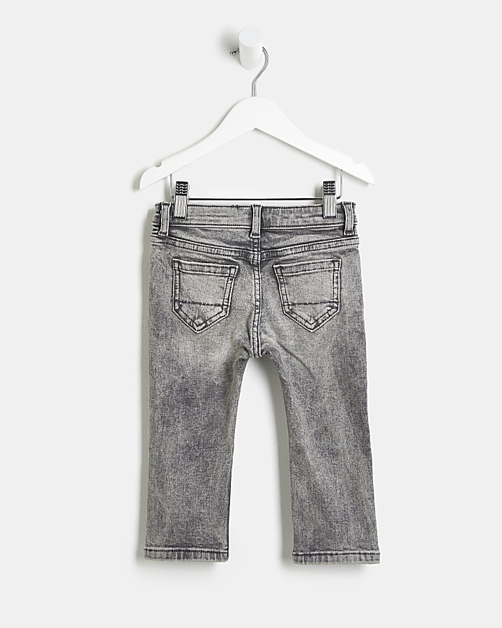 Mini Boys Grey Ripped Skinny Jeans