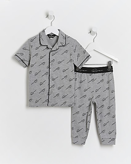 Mini boys grey River pyjama set