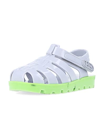 360 degree animation of product Mini Boys Grey Rubber Jelly Sandals frame-0